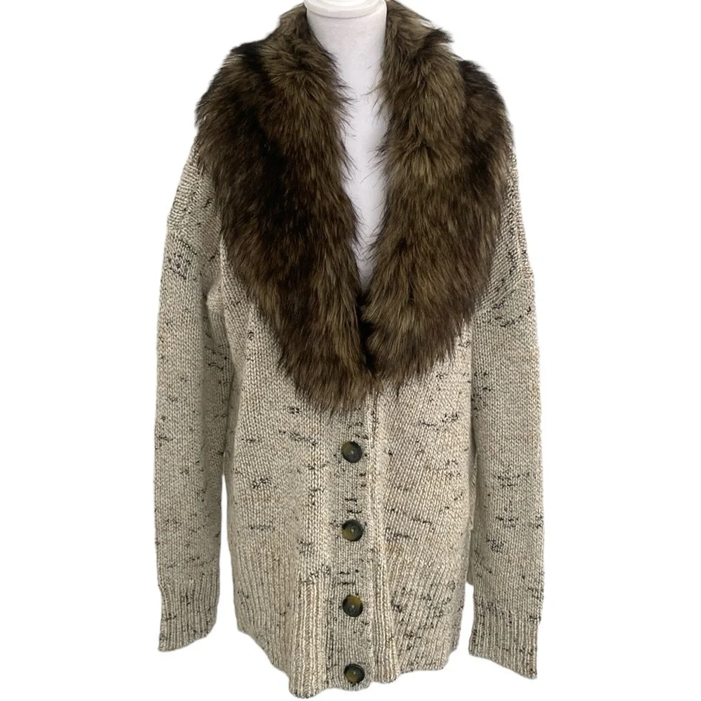 Lane Bryant Button-up Removable Fur Sweater Cardigan 18/20 NWT